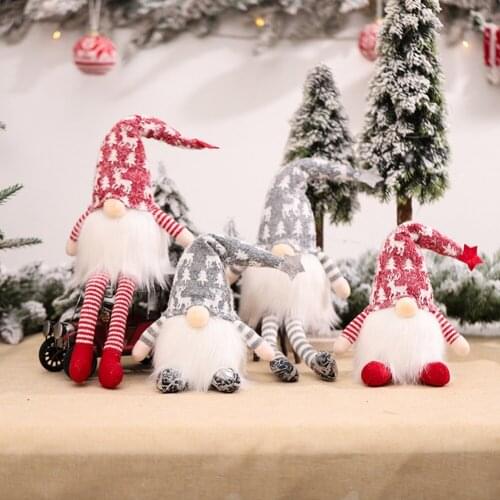 Glowing Light Christmas Faceless Plush Doll Sitting Decorations Tabletop Santa Figurines Ornaments Festivel Supplies