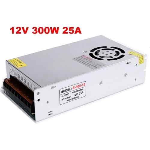 AC/DC DC12V 25A driver led power supply 12v transformer 300w, Aluminum AC110V AC 220 to 12v lighting transformer for led light