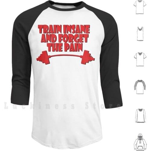 Train Insane And Forget The Pain Red Hoodie Long Sleeve Train Training Workout Work Warm Sport Zyzz Pain Gain