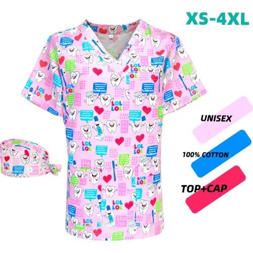 Wholesale scrubs uniforms Unisex pet grooming workwear scrubs top Multicolor working clothes new Short Sleeved Beautician Tops