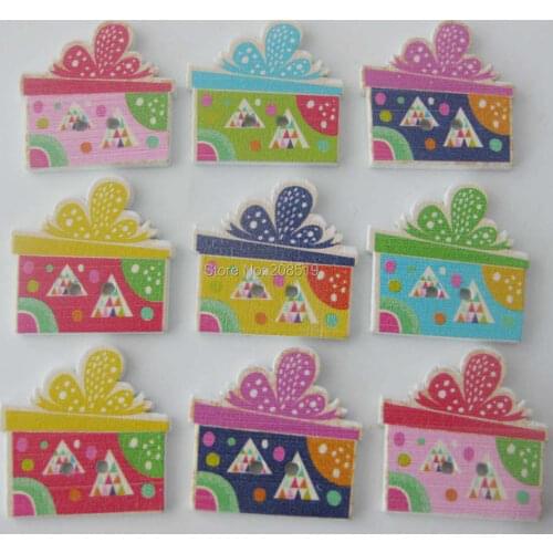 WBNNLV charm buttons home decoration 100 pieces multicolors Gift Box wood buttons DIY Fit sewing supplies