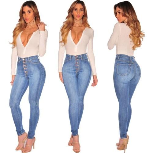 High Waist Jeans for Women 2021 Spring Autumn Blue High Waisted Skinny Jeans Woman Pencil Denim Pants Female