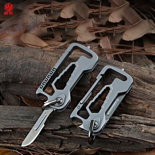 1PC Multi-Function Keychain Titanium Alloy Portable Demolition Express Folding Knife EDC Outdoor Self-Defense Tool Without Blade