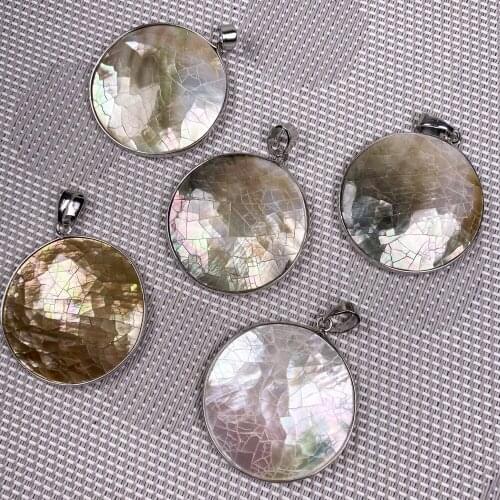 1pcs Natural Shell Pendants Round Crack Seashell Charms Pendant for Women Jewelry Making DIY Necklace Accessories Fine Gift