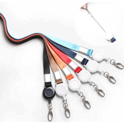 1pc ID Name Pass Work Card Holder Lanyard with Retractable Badge Reel Keychain Hanging Cellphone Rope for School Office Lanyard