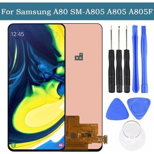 100% SUPER AMOLED OEM 6.7'' LCD Display For Samsung Galaxy A80 A805 SM-A805F Touch Screen Digitizer Assembly