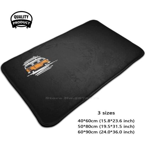Van Orange Surf Van Van Life White 3D Household Goods Mat Rug Carpet Foot Pad Van Van Hippie Hippie Van Surf Van Surfboard