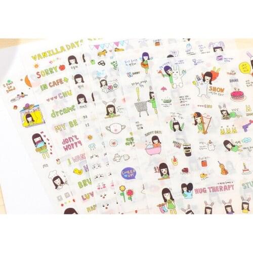 6pcs Lovely girl rabbit pvc Organizer Calendar Diary Book Planner Scrapbook Decoration Diary Sticker papeleria