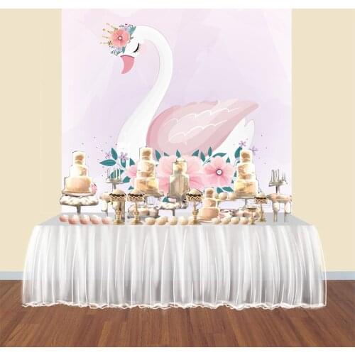 BEIPOTO White Swan Photography Backdrop Birthday Baby Shower Party Decoration Pink Floral Background Photo Booth studio B-436