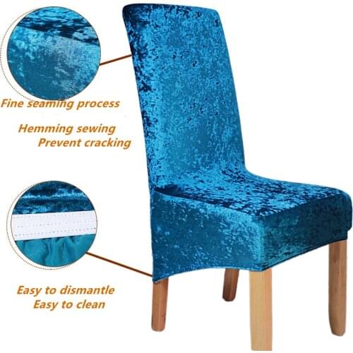 Shiny velvet fabric oversized xl dining chair cover stretchable stretch spandex long back case sofa cover, kitchen banquet chair
