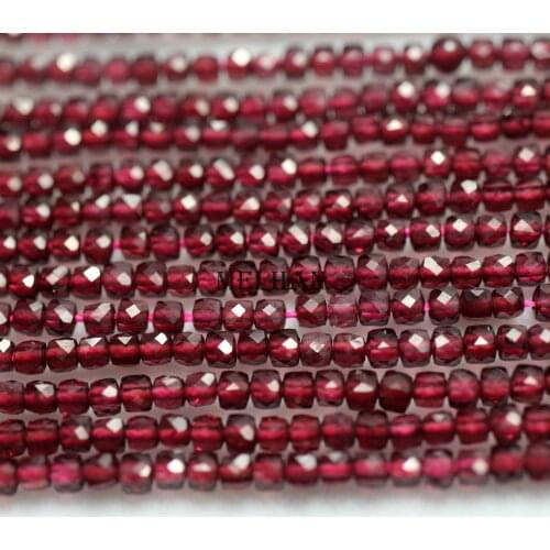 Meihan Free shipping natural garnet 2.2mm faceted cube loose beads stone for jewelry design DIY making