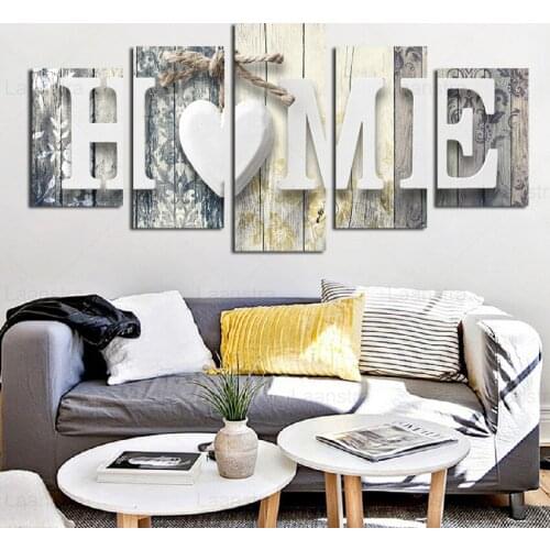 Flower and Text Series Love Home Wood Board Background Decoration Painting Living Room Wall Canvas Painting Home Decor Poster