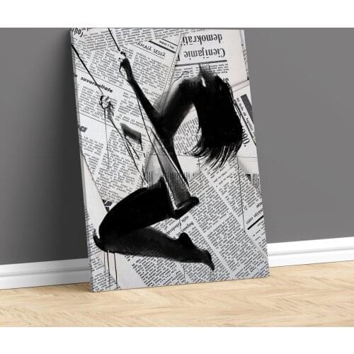 Girl on Swing Painting Modern Wall Art Posters and Prints Canvas Wall Art Cuadros Portrait Picture for Living Room Home Decor