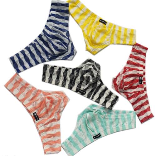 Men Stripes Underwear 6pcs/lot Sexy Mini Boxers Gay Bikini Boxershorts Striped Penis Pouch Boxers Underpants Men Low Waist Cueca