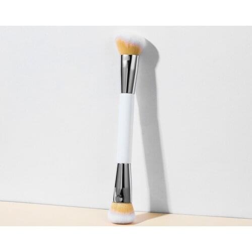Dual Sided Makeup Brush 1pcs Flat Angled Foundation Contour Brush + Powder Brush Portable Travel Cosmetic Tool Drop Shipping