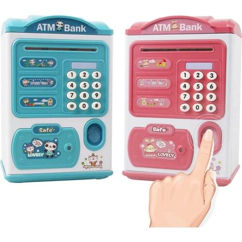 Electronic Piggy Bank Simulation ATM Password Money Box Cash Coins Saving Box ATM Bank Safe Auto Scroll Paper Banknote Toy Gift