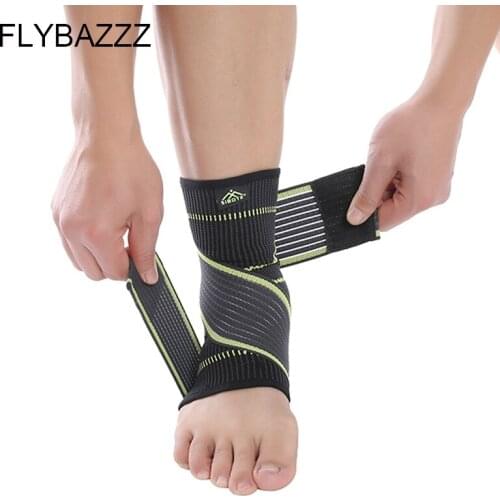 FLYBAZZZ 1PCS 3D Weaving Elastic Nylon Strap Ankle Support Brace Badminton Basketball Football Taekwondo Fitness Heel Protector