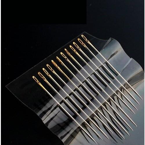 12pcs/set Blind Needles Gold Tail Multi-size Side Opening Stainless Steel Darning Hand Sewing Needles Embroidery Tool DIY Needle