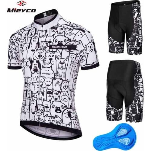 Maillot ciclismo hombre Cycling Jersey sets White Cartoon Cat Bicycle Short Sleeve Cycling Clothing Bike maillot Cycling Jersey