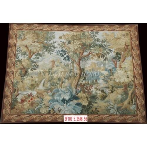 Free Shipping 5.25'x6.56' Handmade wool aubusson tapestry gobelin carpet, wall hanging tapestry wool tapestry paintings