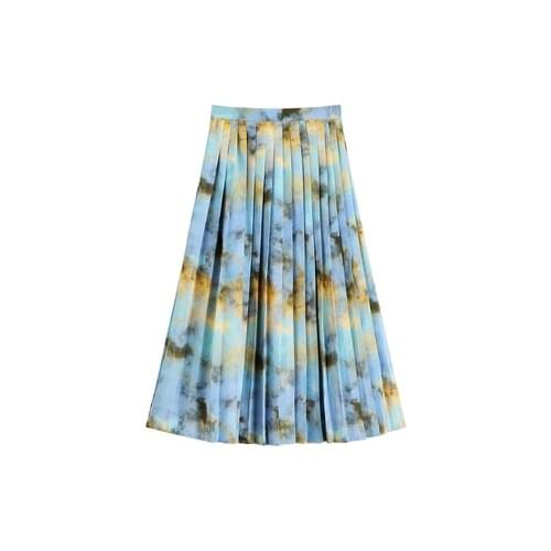 HOT SELLING Miyake European and American print pleated skirt wais skirts IN STOCK