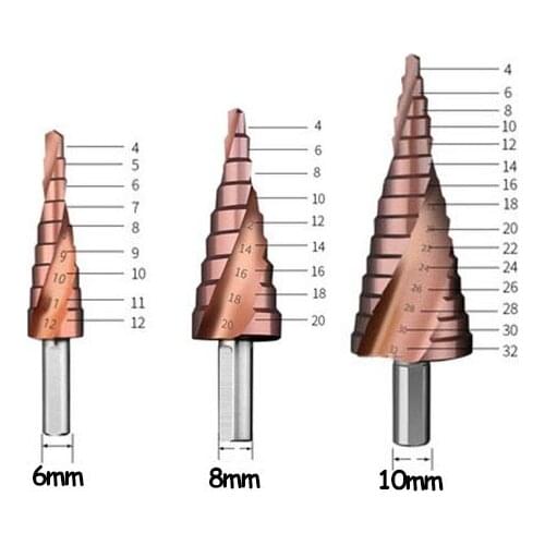 M35 Cobalt Step Drill 4-12/4-20/4-32mm High Speed Steel Drill Bits Spiral Groove Triangle Shank For Stainless Steel