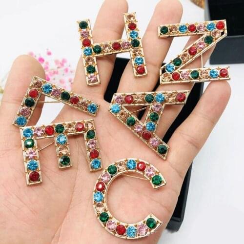 Fashion Brooch Statement Boho Letter Brooches Full Rhinestone Upscale Lady Pin Party Dress Woman Brooch Jewelry