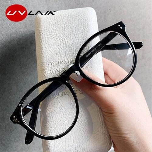 UVLAIK Fashion Transparent Round Glasses Clear Frame Women Spectacle Myopia Glasses Men EyeGlasses Frame Optical Frames Clear