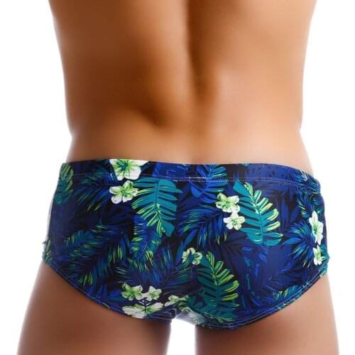 Man Swimwear Swim Pants Printed Push-up Stretch Soft Sexy Outdoors Casual Bathing-Pants Brand Beach Swimming Drawstring Male