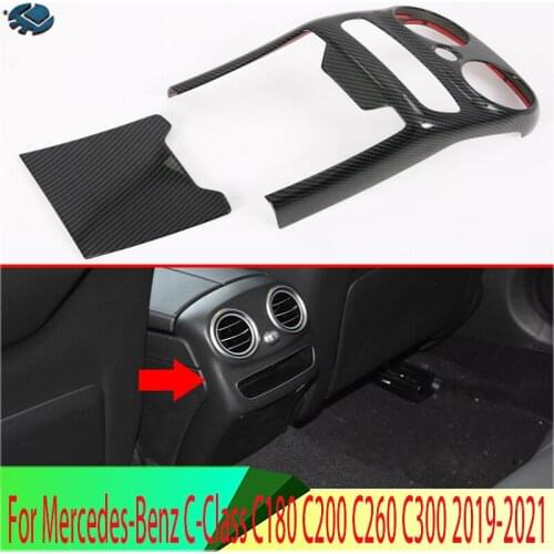 For Mercedes-Benz C-Class C180 C200 C260 C300 2019 2020 ABS Plated Armrest Box Rear Air Vent Frame Trim Cover