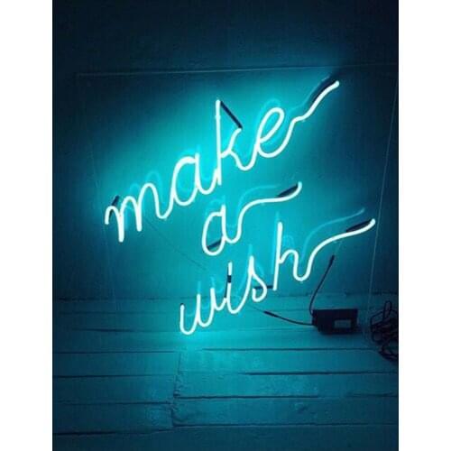 Neon Sign For make a wish handcraft Glass Tubes Lamp Beer bar Home cubs neon sign ub world series Cold Neon neon signboard loui