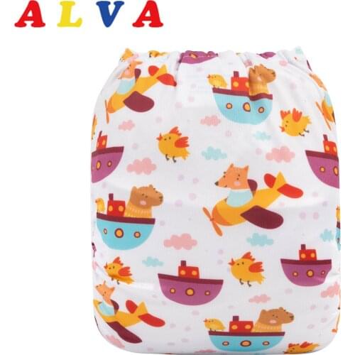 New Arrival! ALVABABY Eco-friendly Print Positioning Cloth Diaper with 1pc Reusable Insert