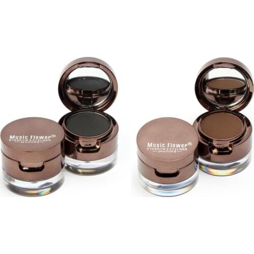4 in 1 Brown + Black Gel Eyeliner Brown + Black Eyebrow Powder Makeup Waterproof Smudgeproof Cosmetics Set Eye Liner Kit M1096
