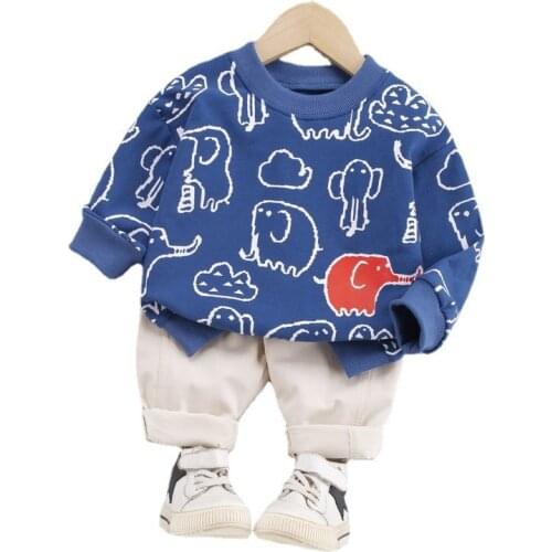 Spring Autumn New Toddler Fashion Clothes Boy Baby Girl O-Neck T-shirt Pants Children Cartoon Costume New Kids Casual Tracksuits