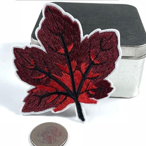 PGY Maple Leaf leaves Embroidery Patch for Clothing Sewing on Beading Applique Clothes Shoes Bags Decoration Patch DIY Apparel
