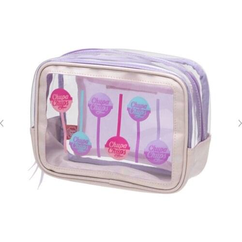 Japan and South Korea new style Baba Dad small fresh girl cosmetic bag pvc transparent two-piece travel toiletry storage bag