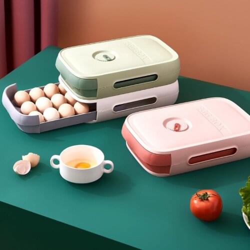 Drawer Type Egg Storage Box for Refrigerator Fridge Fresh Keeping Box Household Dumpling Food Storage Container Kitchen Supplies