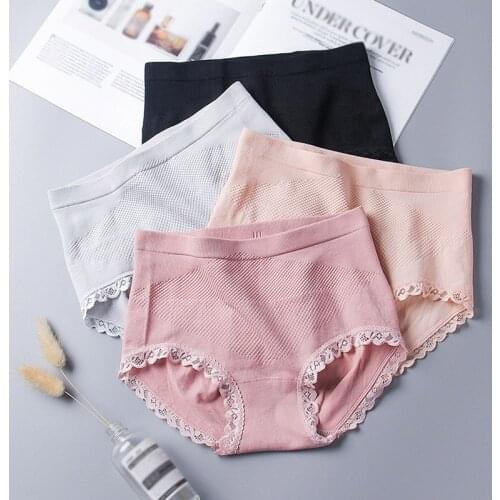 Women Panties Fashion Honeycomb Warm Palace High Waist Solid Color Hip Seamless Briefs Comfy Underwear Femal Femal