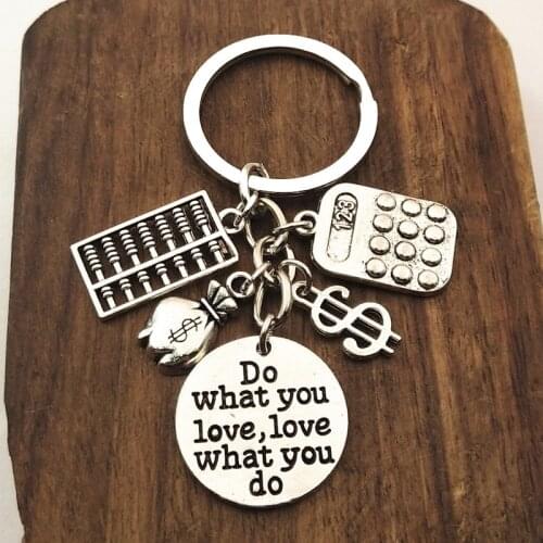 1pcs Antique Silver "Do What You Love,love what You Do" Accountant Keychain Bookkeeper Key Ring Key Chains Jewelry