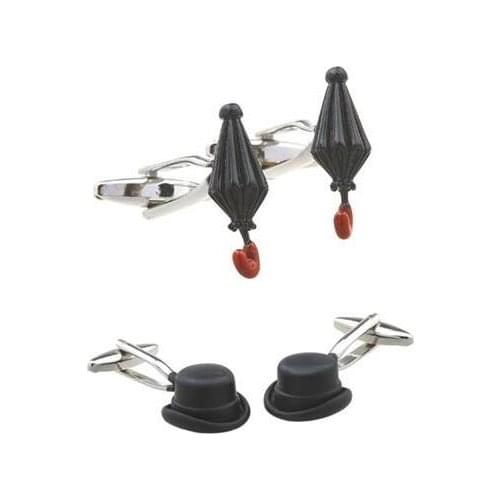 10pairs/lot Novelty Hat And Umbrella Cufflinks Copper Enamel Cuff Links Mens Jewelry Accessory Fashion Gift Wholesale