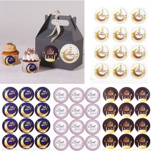 120Pcs Eid Mubarak Decoration Ramadan Stickers Candy Bag Paper Sticker Lable For Islam Muslim Festival Party Gift Box Seal Lable