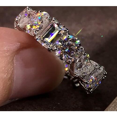 14K Au585 White Gold Women Ring Moissanite Diamonds Round Oval Heart Emerald Wedding Party Engagement Anniversary Ring