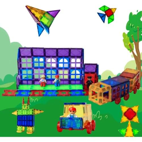 MAGPLAYER 158PCS 3D Magnetic Tiles Building Blocks Toys Big Size Magnets Designer Games DIY Preschool Educational Toys for Kids