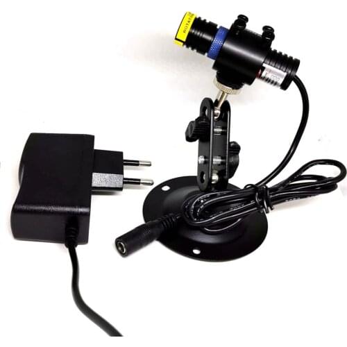 18X65mm Adjustable 450nm 30mw Blue Line Laser Diode Locator Module 18x65mm w Focusable Lock Ring 5V Adapter Holder