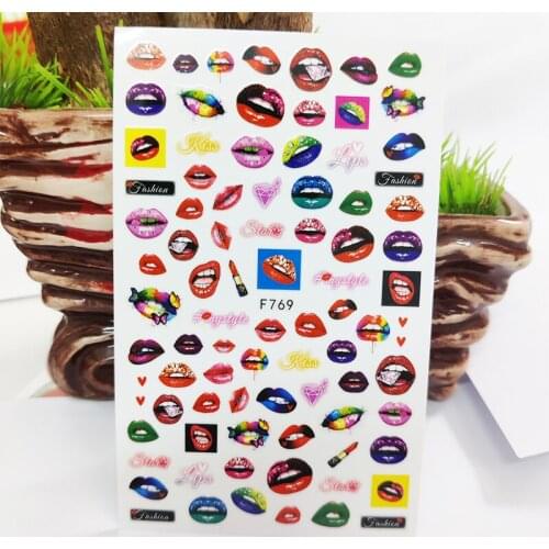 3D Nail Stickers Sexy Lips Fruit Lipstick Kiss Stickers for Nails Self-Adhesive Design Sticker for Manicure Nail Art Decoration