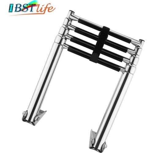 4 Steps Boat Stainless Steel 304 Telescoping Folding Ladder Deck Outboard Swim Platform Boat Marine Yacht Accessories