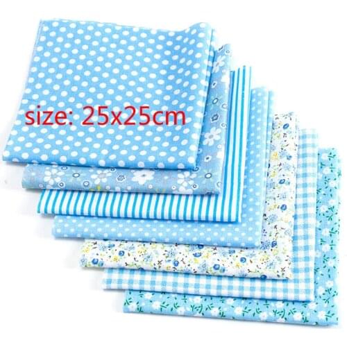 9Pcs 25*25cm Colourful Cotton Fabric Cloth Sewing Patchwork Assorted Pre Cut Fat Quarters Bundle DIY Handmade Craft Material