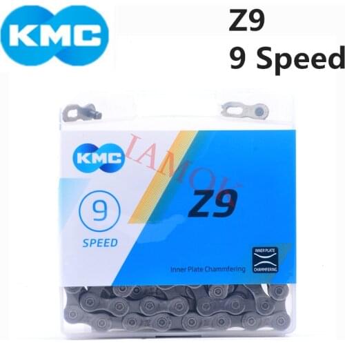 KMC Z9 Bike 9 Speed Chain 1/2" X 11/128 with MissingLink Iamok 116L Chains for SHIMANO and 9-speed Drivetrains Bicycle Parts