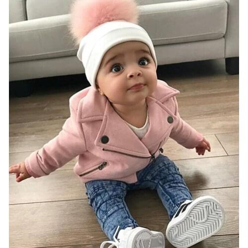 Baby faux fur pom pom hat baby childrens girls cotton hats hat child kids hat for girls photo props newborn kids cap skullies