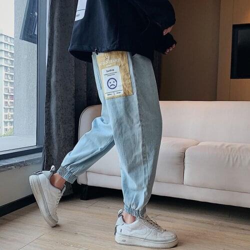 Black Jeans Men Baggy Jeans Hip hop Streetwear Loose Slim fit Denim Ankle length Trousers Clothes For Male